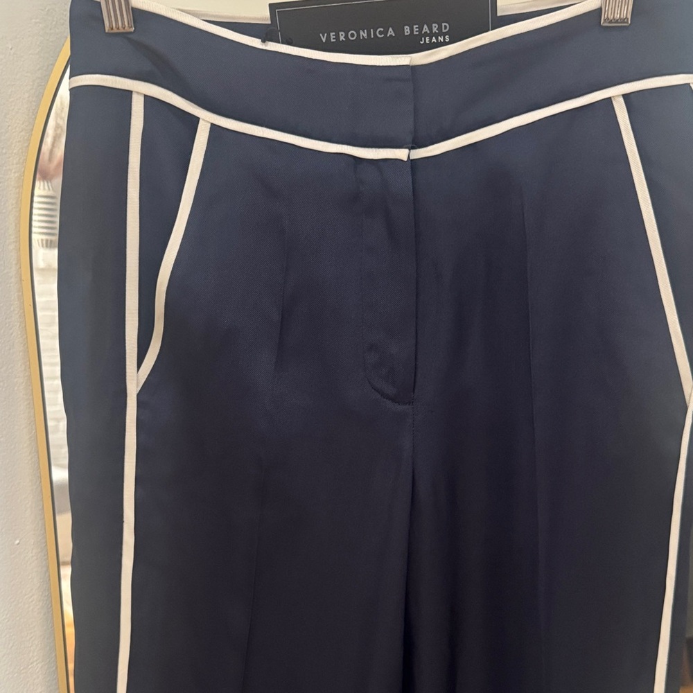 Veronica Beard Navy Pants w/ white Trim